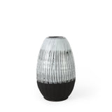 Tanami II Short Dark Brown/White Glazed Ceramic Vase by Mercana at Eve Furniture