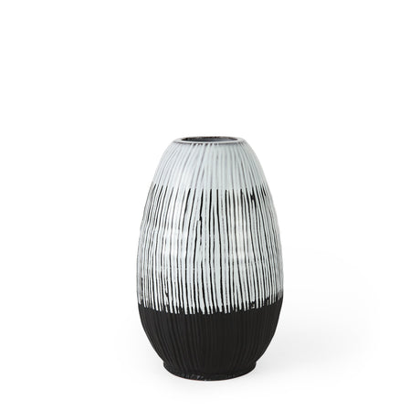 Tanami II Short Dark Brown/White Glazed Ceramic Vase by Mercana at Eve Furniture
