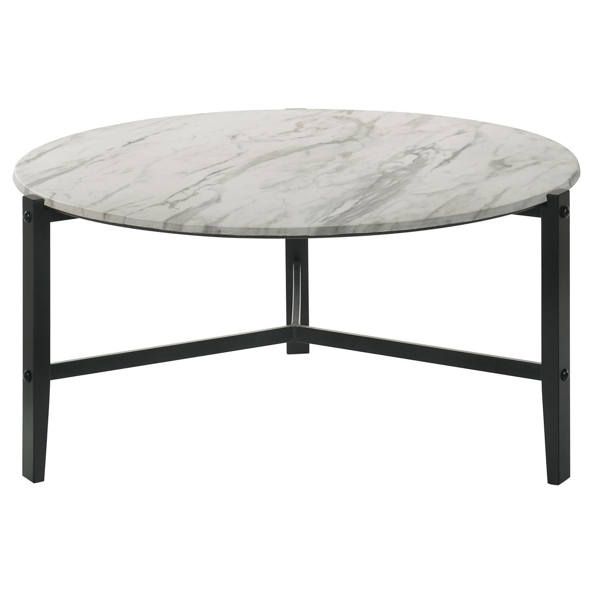 Tandi Faux White Marble/Black Round Coffee Table by Coaster at Eve Furniture