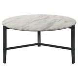 Tandi Faux White Marble/Black Round Coffee Table by Coaster at Eve Furniture