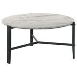 Tandi Faux White Marble/Black Round Coffee Table