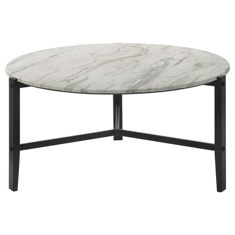 Tandi Faux White Marble/Black Round Coffee Table