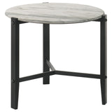 Tandi Round End Table Faux White Marble/Black