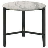 Tandi Round End Table Faux White Marble/Black