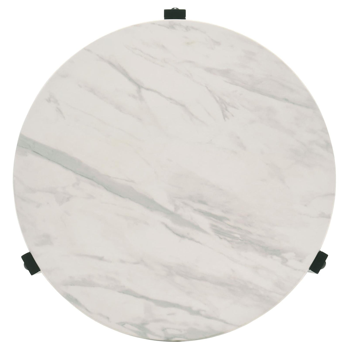 Tandi Round End Table Faux White Marble/Black