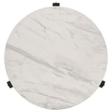 Tandi Round End Table Faux White Marble/Black