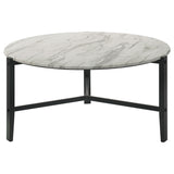 Tandi White 2-Piece Faux Marble Coffee and End Table Set by Coaster at Eve Furniture