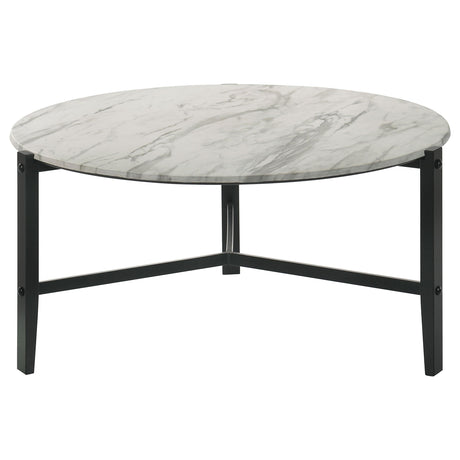 Tandi White 2-Piece Faux Marble Coffee and End Table Set by Coaster at Eve Furniture