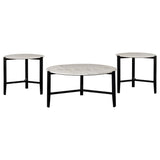 Tandi White 3-Piece Faux Marble Coffee and End Table Set by Coaster at Eve Furniture