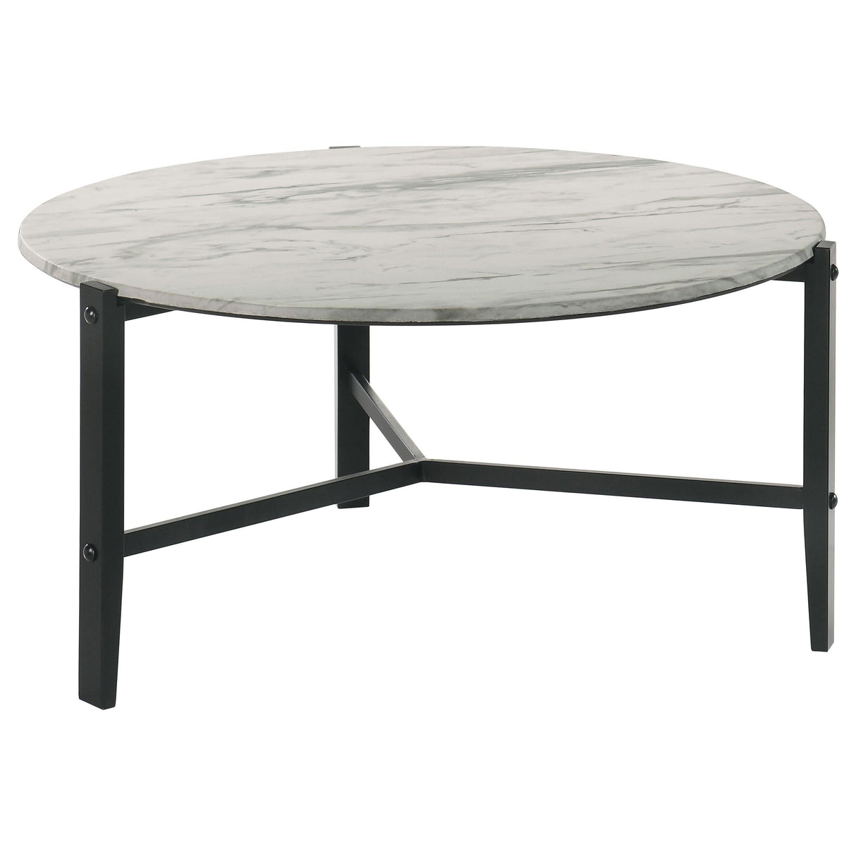 Tandi White 3-Piece Faux Marble Coffee and End Table Set by Coaster at Eve Furniture