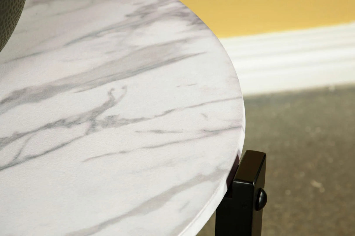 Tandi White Marble/Black Round End Table Faux by Coaster at Eve Furniture