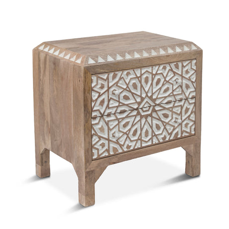 Tangiers 26" Nightstand in Carved Natural White by Home Trends & Design at Eve Furniture