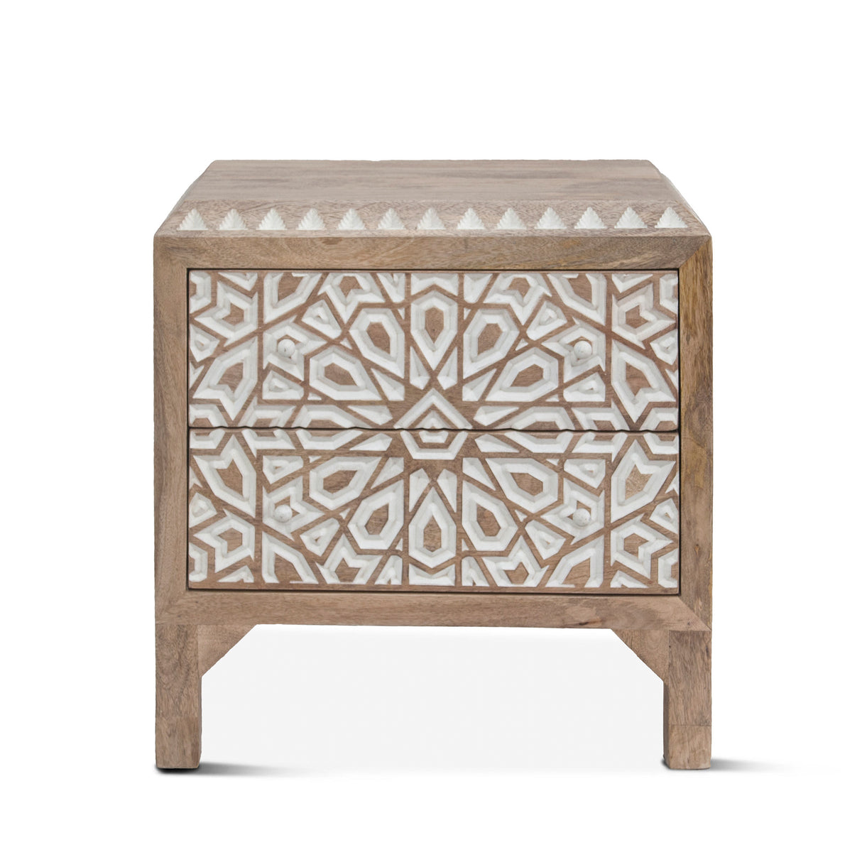 Tangiers 26" Nightstand in Carved Natural White by Home Trends & Design at Eve Furniture