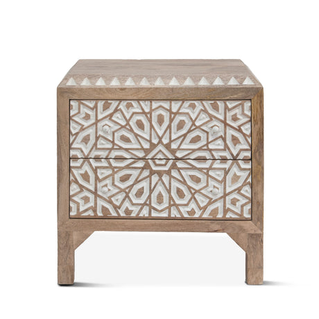 Tangiers 26" Nightstand in Carved Natural White by Home Trends & Design at Eve Furniture