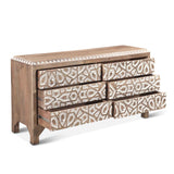 Tangiers 61" Six Drawer Dresser in Carved Natural White by Home Trends & Design at Eve Furniture