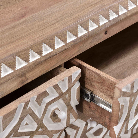 Tangiers 61" Six Drawer Dresser in Carved Natural White by Home Trends & Design at Eve Furniture
