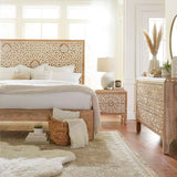 Tangiers 61" Six Drawer Dresser in Carved Natural White by Home Trends & Design at Eve Furniture