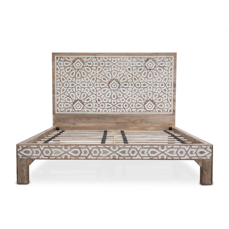 Tangiers King Bed in Carved Natural White by Home Trends & Design at Eve Furniture