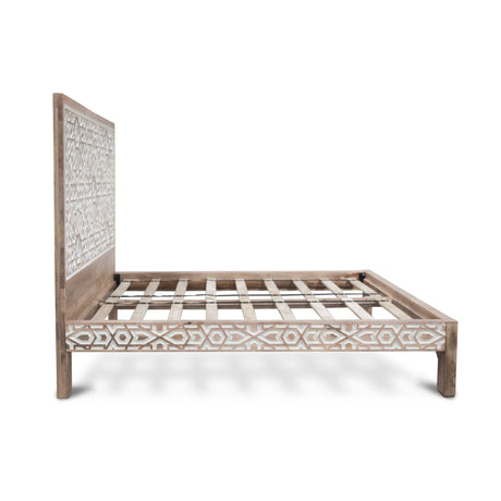 Tangiers King Bed in Carved Natural White by Home Trends & Design at Eve Furniture