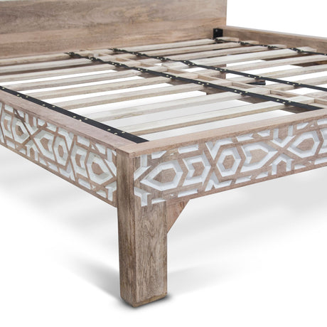 Tangiers King Bed in Carved Natural White by Home Trends & Design at Eve Furniture