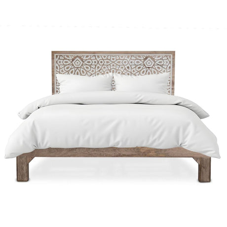 Tangiers King Bed in Carved Natural White by Home Trends & Design at Eve Furniture