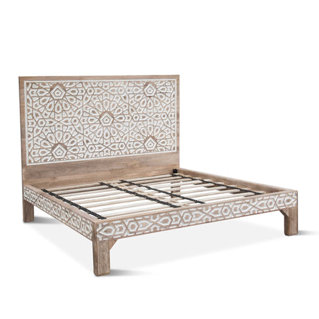 Tangiers King Bed in Carved Natural White by Home Trends & Design at Eve Furniture