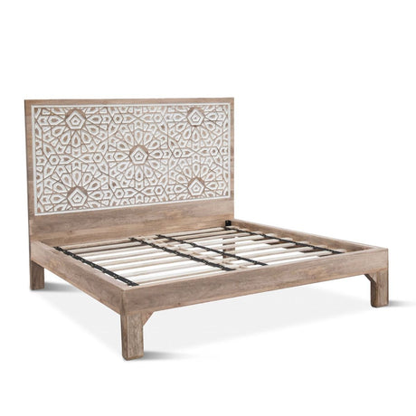 Tangiers Queen Bed in Carved Natural White by Home Trends & Design at Eve Furniture