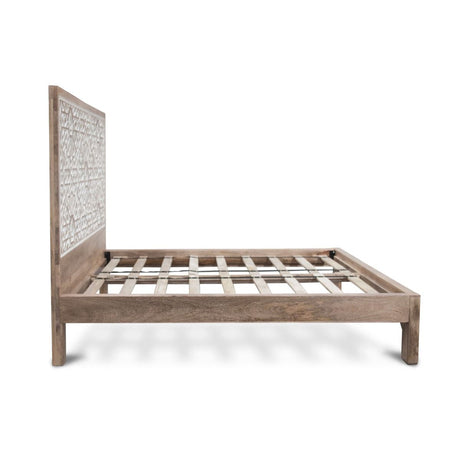 Tangiers Queen Bed in Carved Natural White by Home Trends & Design at Eve Furniture