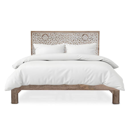 Tangiers Queen Bed in Carved Natural White by Home Trends & Design at Eve Furniture
