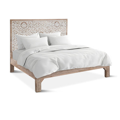 Tangiers Queen Bed in Carved Natural White by Home Trends & Design at Eve Furniture
