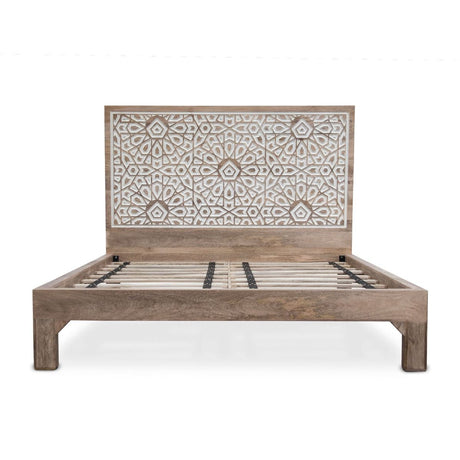 Tangiers Queen Bed in Carved Natural White by Home Trends & Design at Eve Furniture