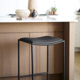 Taniel Black Leather w/ Black Metal Counter Stool by Mercana at Eve Furniture
