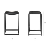 Taniel Black Leather w/ Black Metal Counter Stool by Mercana at Eve Furniture