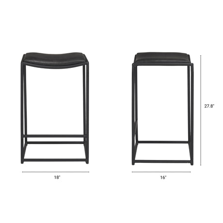 Taniel Black Leather w/ Black Metal Counter Stool by Mercana at Eve Furniture