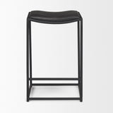 Taniel Black Leather w/ Black Metal Counter Stool by Mercana at Eve Furniture