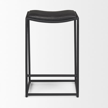 Taniel Black Leather w/ Black Metal Counter Stool by Mercana at Eve Furniture