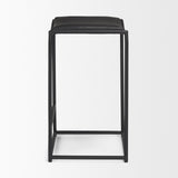 Taniel Black Leather w/ Black Metal Counter Stool by Mercana at Eve Furniture
