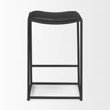 Taniel Black Leather w/ Black Metal Counter Stool by Mercana at Eve Furniture