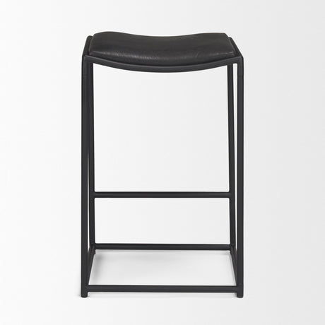 Taniel Black Leather w/ Black Metal Counter Stool by Mercana at Eve Furniture