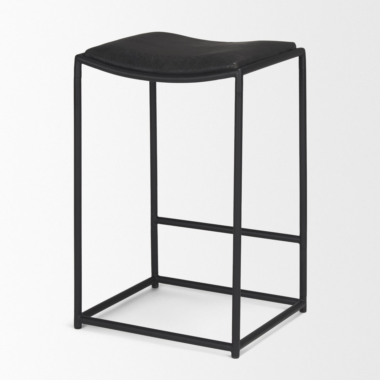 Taniel Black Leather w/ Black Metal Counter Stool by Mercana at Eve Furniture