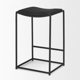 Taniel Black Leather w/ Black Metal Counter Stool by Mercana at Eve Furniture
