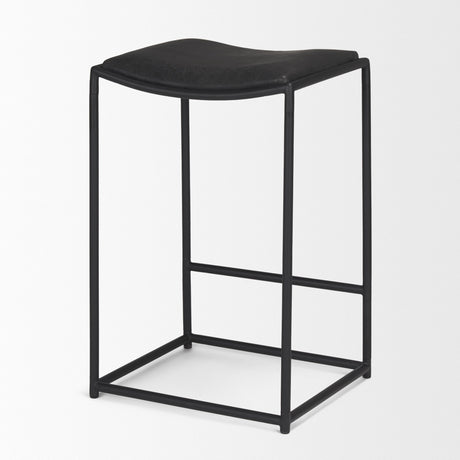 Taniel Black Leather w/ Black Metal Counter Stool by Mercana at Eve Furniture