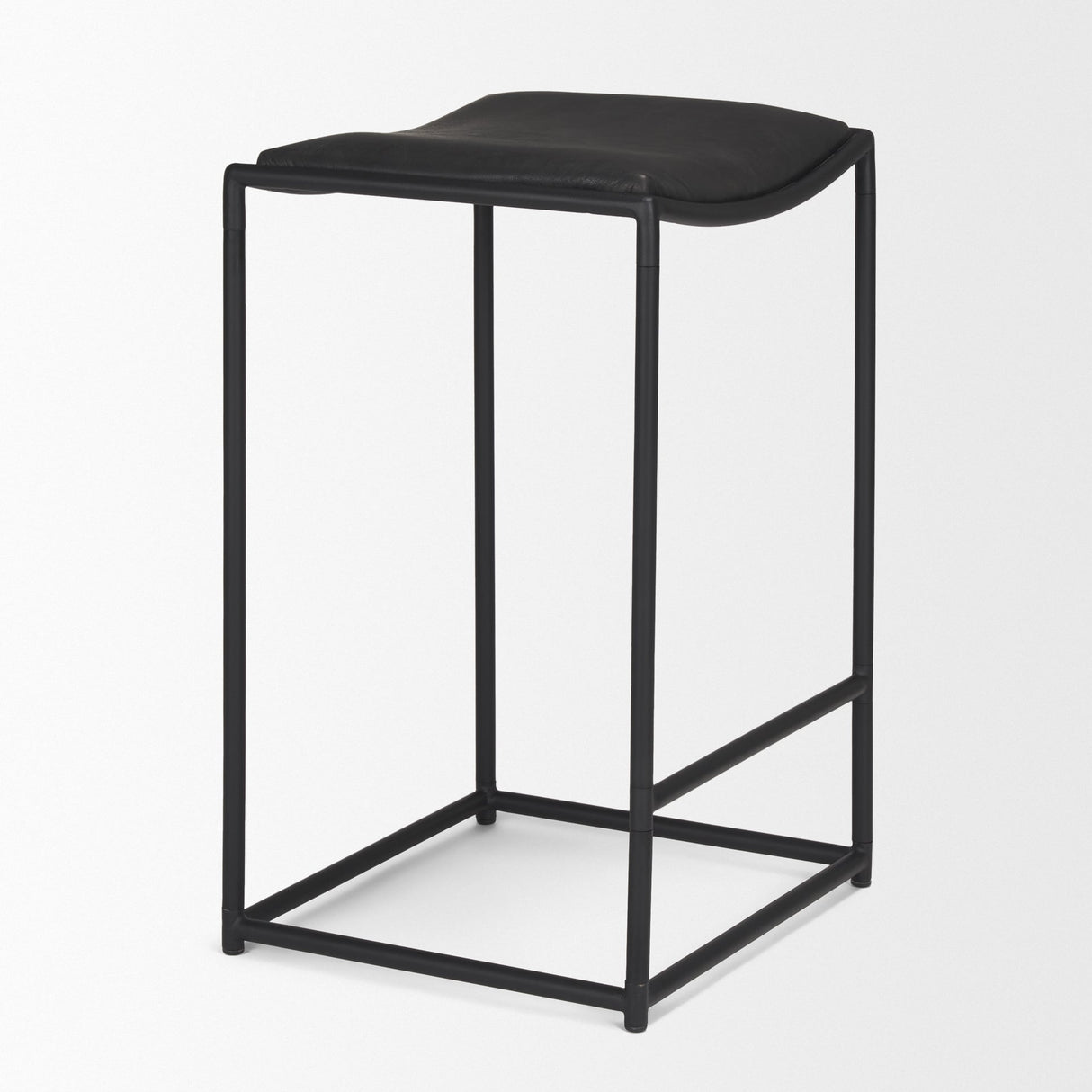 Taniel Black Leather w/ Black Metal Counter Stool by Mercana at Eve Furniture