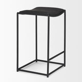 Taniel Black Leather w/ Black Metal Counter Stool by Mercana at Eve Furniture