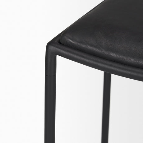 Taniel Black Leather w/ Black Metal Counter Stool by Mercana at Eve Furniture