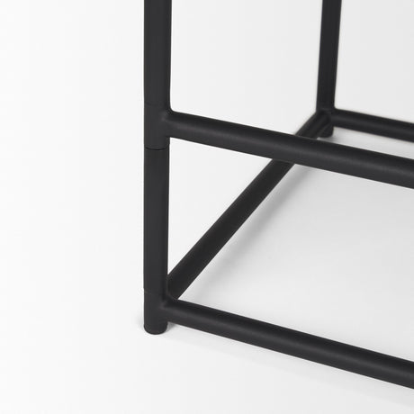 Taniel Black Leather w/ Black Metal Counter Stool by Mercana at Eve Furniture