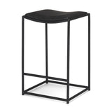 Taniel Black Leather w/ Black Metal Counter Stool by Mercana at Eve Furniture