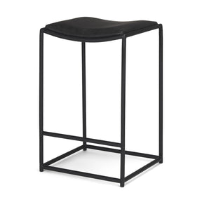 Taniel Black Leather w/ Black Metal Counter Stool by Mercana at Eve Furniture