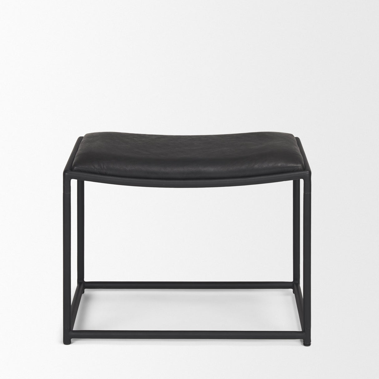 Taniel Black Leather w/ Black Metal Stool by Mercana at Eve Furniture