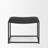 Taniel Black Leather w/ Black Metal Stool by Mercana at Eve Furniture